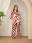 KOI SLEEPWEAR Zebra Print Satin Pleated Coord Set