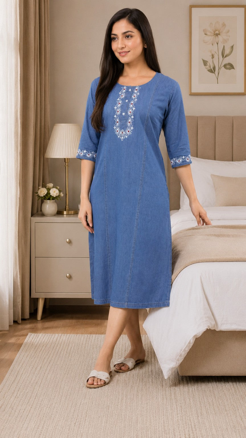 Women’s Premium Denim Midi Dress
