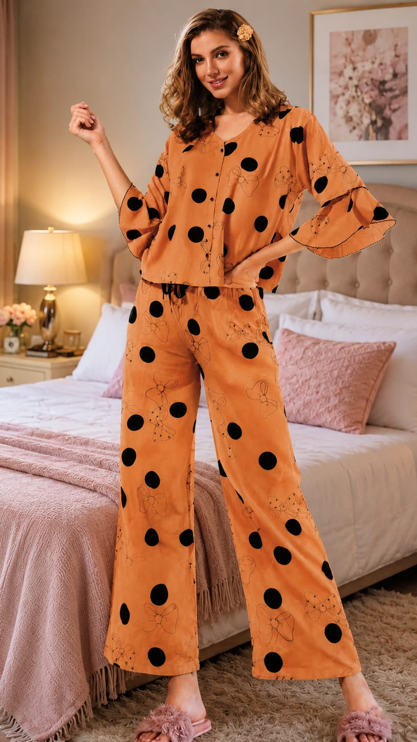 Women's Dot Printed Night Suit Set Main image