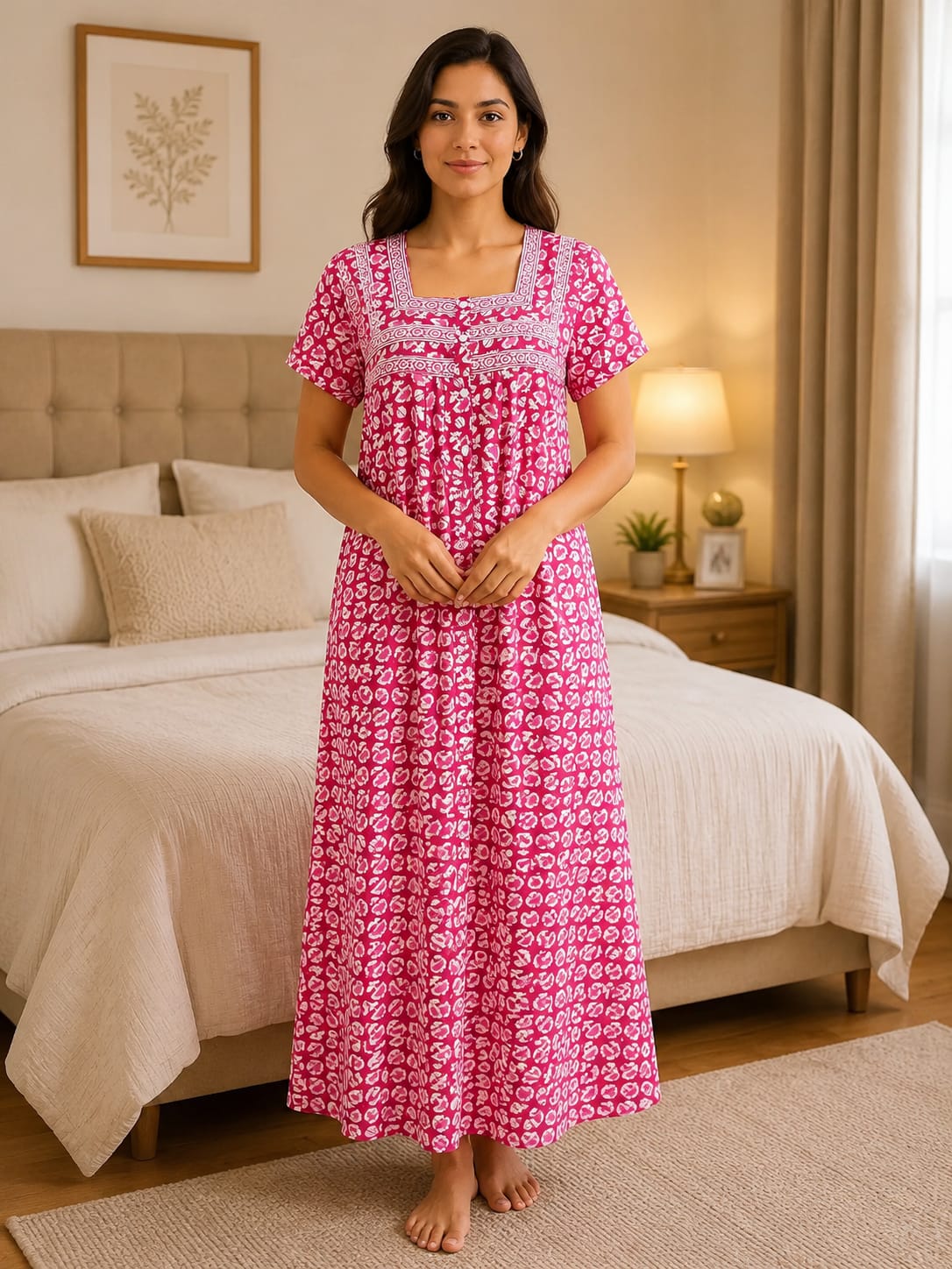 KOI Sleepwear Women's Premium Cotton Floral Printed Night Gown
