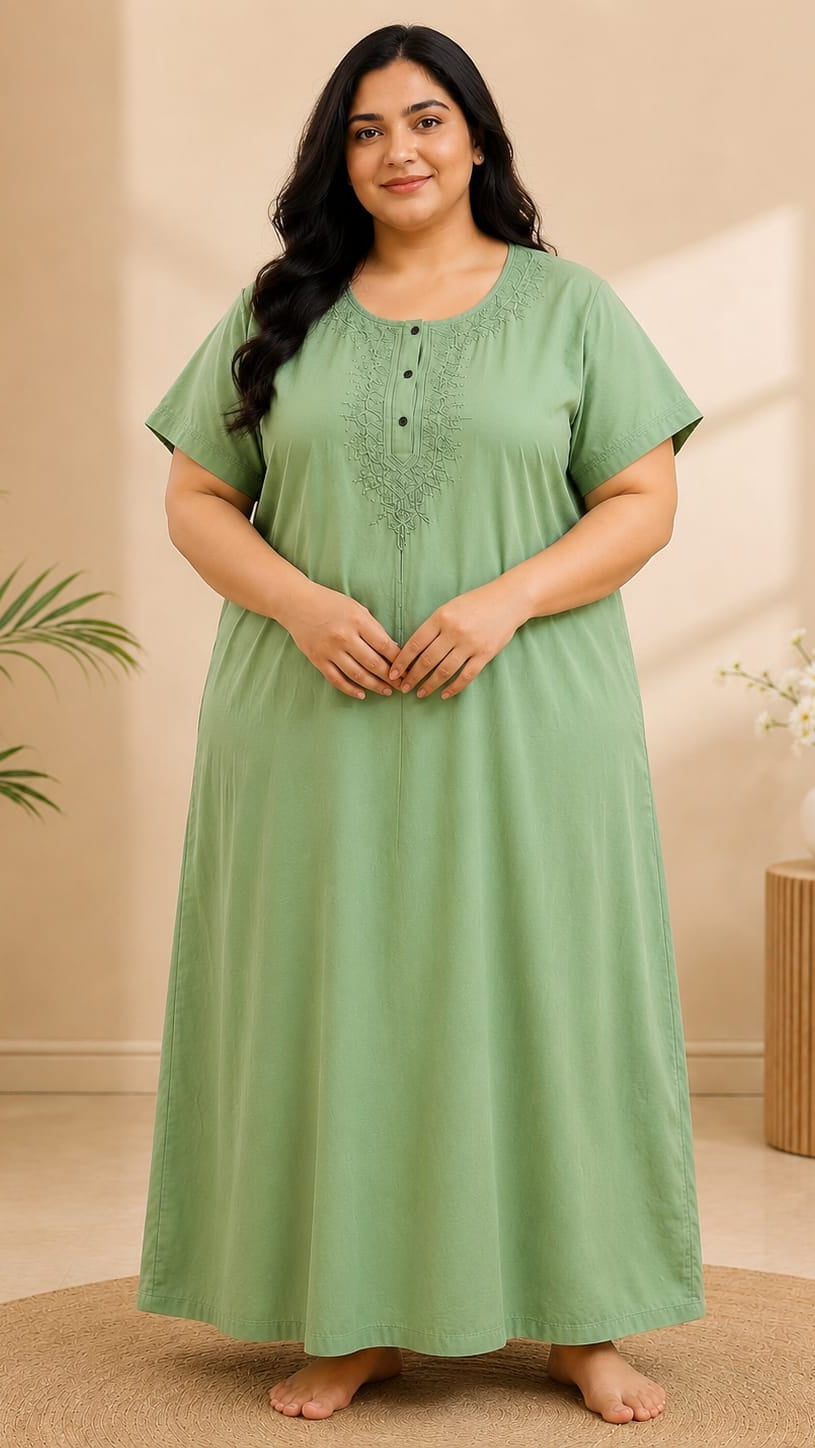 Women's Embroidered Night Gown | Premium Cotton Blend | 3XL | Multiple Colours Main image