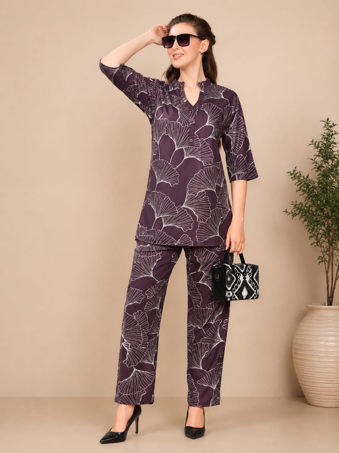 Premium Cotton Abstract Print Nightwear Co-ord Set for Women – L to 2XL