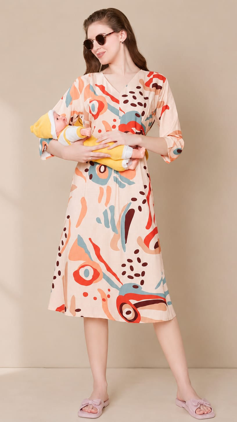 Abstract Bliss Maternity & Feeding Dress Main image
