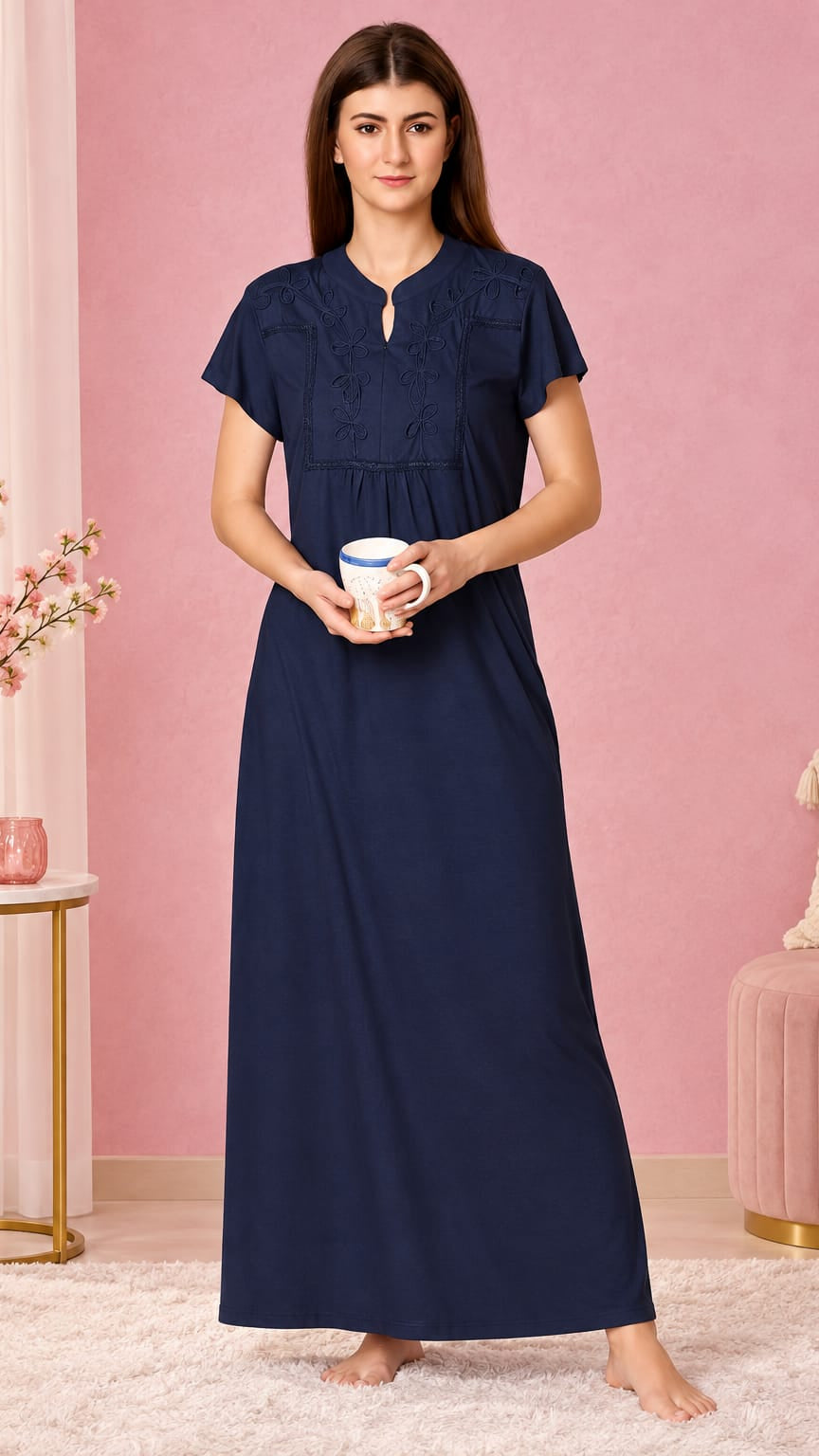 Women’s Soft & Stylish Embroidered Night Gown Main image
