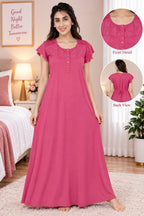 Women’s  Embroidered Ruffle Sleeve Night Gown