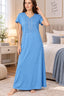 Women’s Elegant Front Embroidered Soft Hosiery Night Gown – Light Blue | 2XL