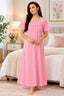 Women’s Pleated Night Gown with Button Front & Short Sleeves