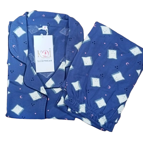 KOI SLEEPWEAR PRINTED BLUE NIGHTSUIT