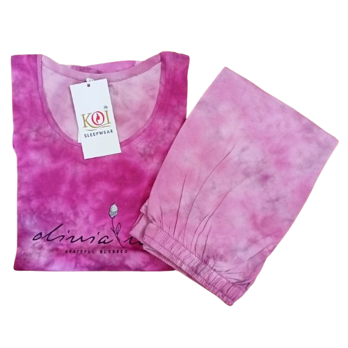KOI SLEEPWEAR PINK TIE DYE NIGHTSUIT Main image