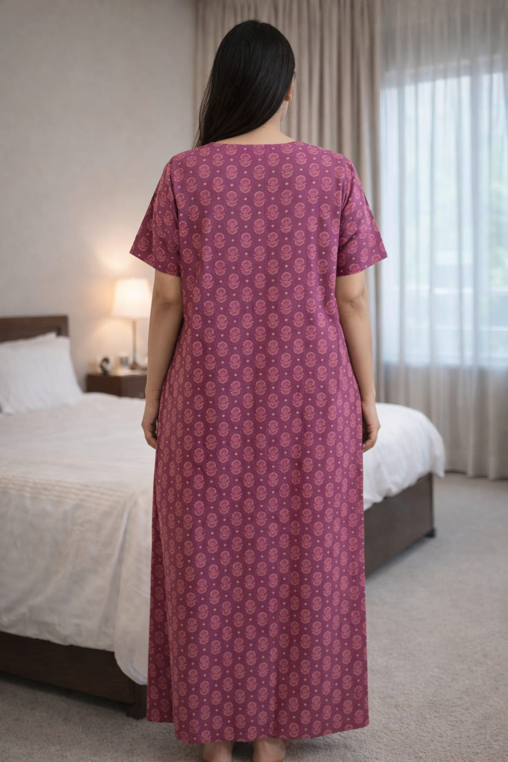 Elegant Printed Cotton Gown-DAILY HOME WEAR. Secondary image