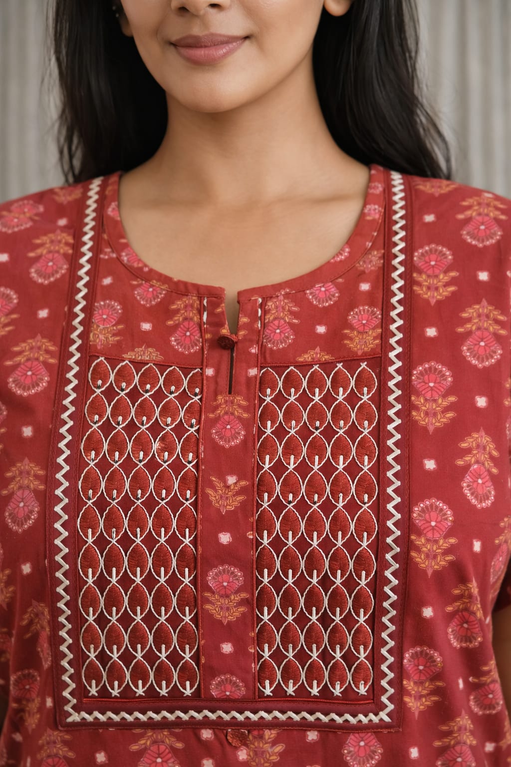 Elegant Printed Cotton Gown-DAILY HOME WEAR.