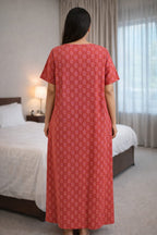 Elegant Printed Cotton Gown-DAILY HOME WEAR.