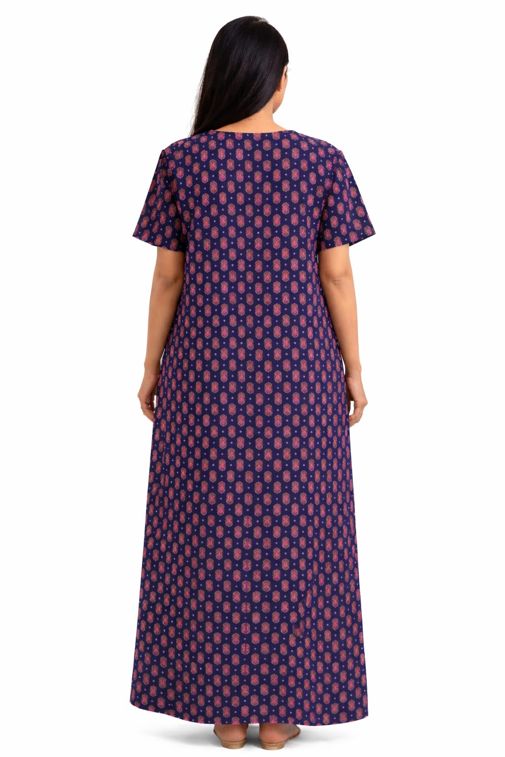 Elegant Printed Cotton Gown-DAILY HOME WEAR.