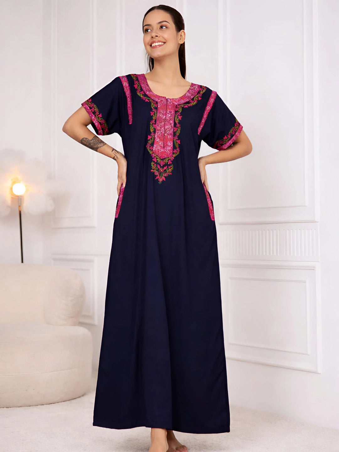 KOI SLEEPWEAR BHOPALI EMBROIDERED GOWN Main image