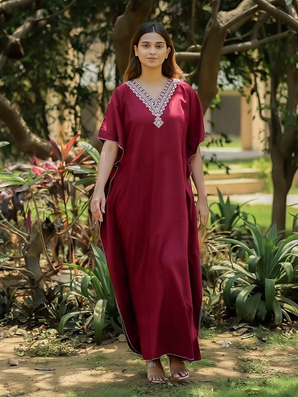 Koi Sleepwear Luxe Maroon Kaftan Main image