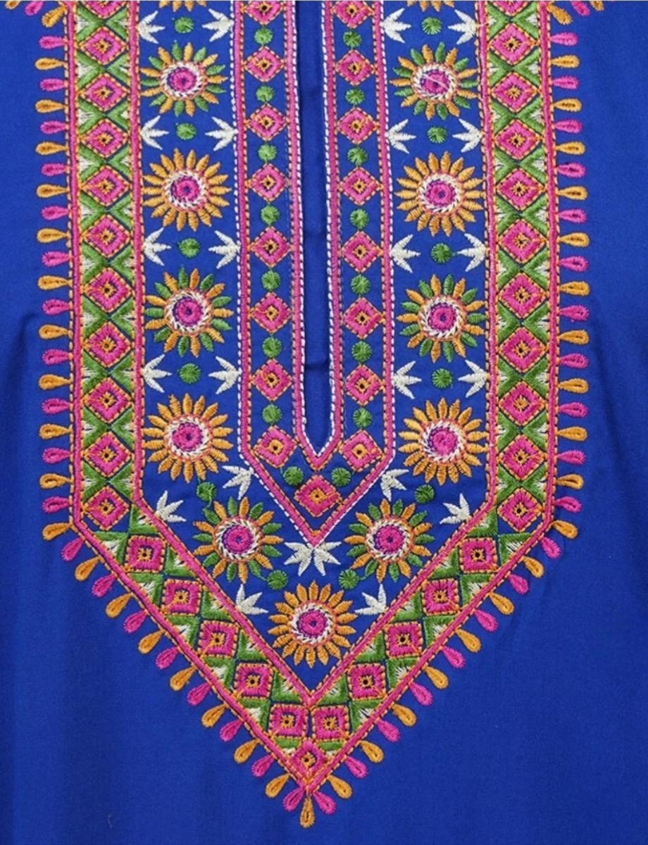 V-shaped Embroidery Night Gown
