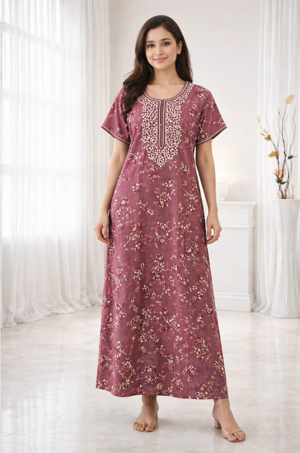 Alpine Embroidery Night Gown