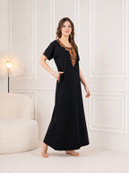 Cotton Resham Embroidered  BLACK