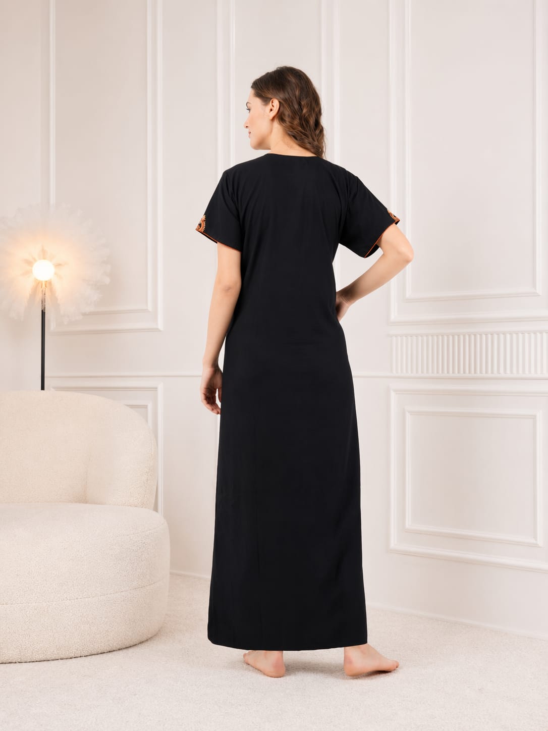 Cream Embroidery Night Gown Secondary image