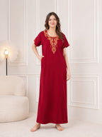 Cream Embroidery Night Gown