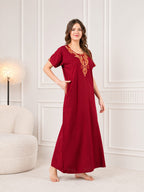 Cream Embroidery Night Gown