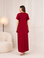 Cream Embroidery Night Gown