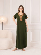 Cream Embroidery Night Gown