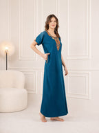 Cream Embroidery Night Gown