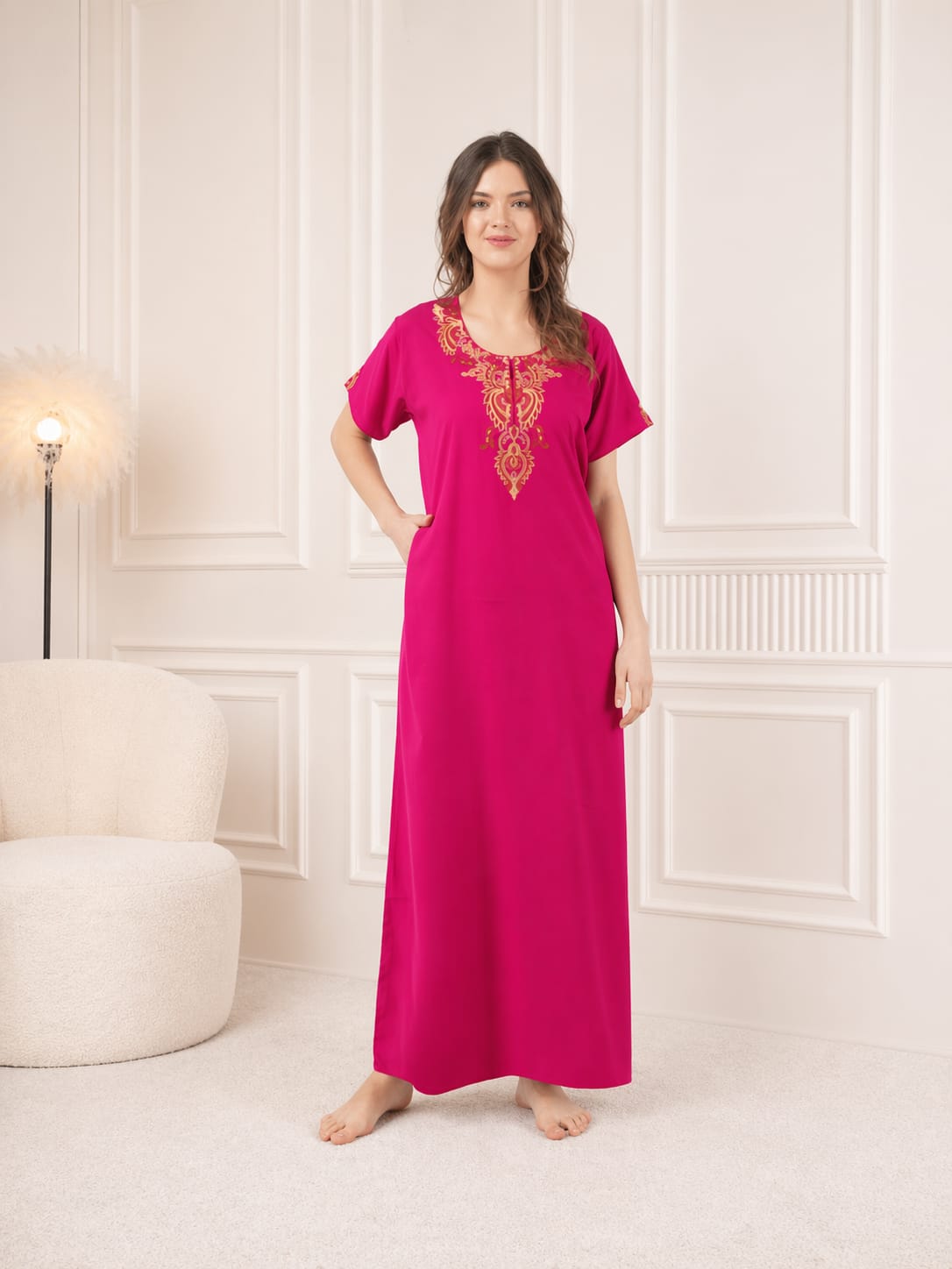 Cream Embroidered Nightgown Secondary image