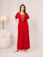 Cream Embroidery Night Gown