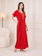 Cream Embroidery Night Gown