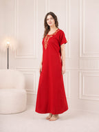 Cream Embroidery Night Gown