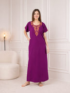 Cream Embroidery Night Gown