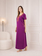 Cream Embroidery Night Gown