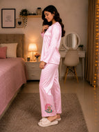 Premium Baby Pink Satin Co-ord Night Suit Set