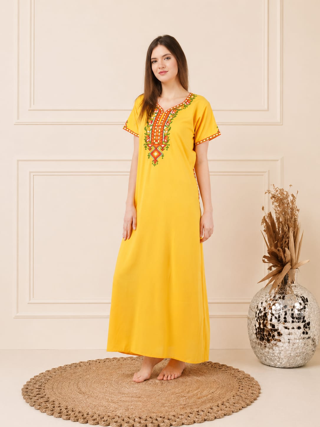 Crosswork Embroidered  Nightgown