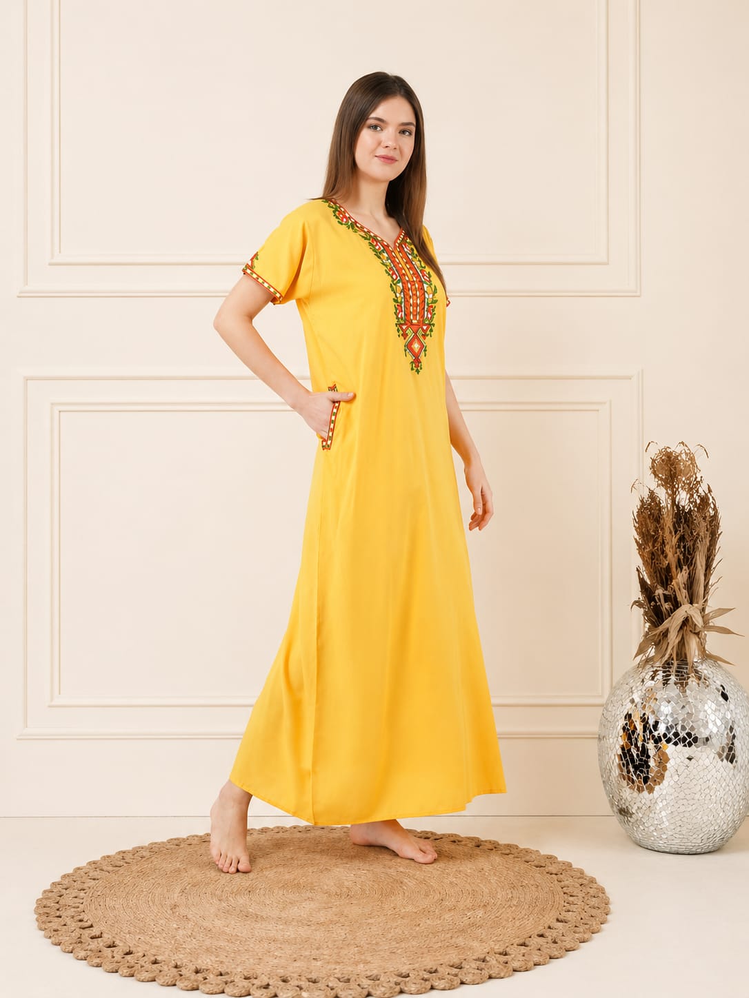 Crosswork Embroidered  Nightgown