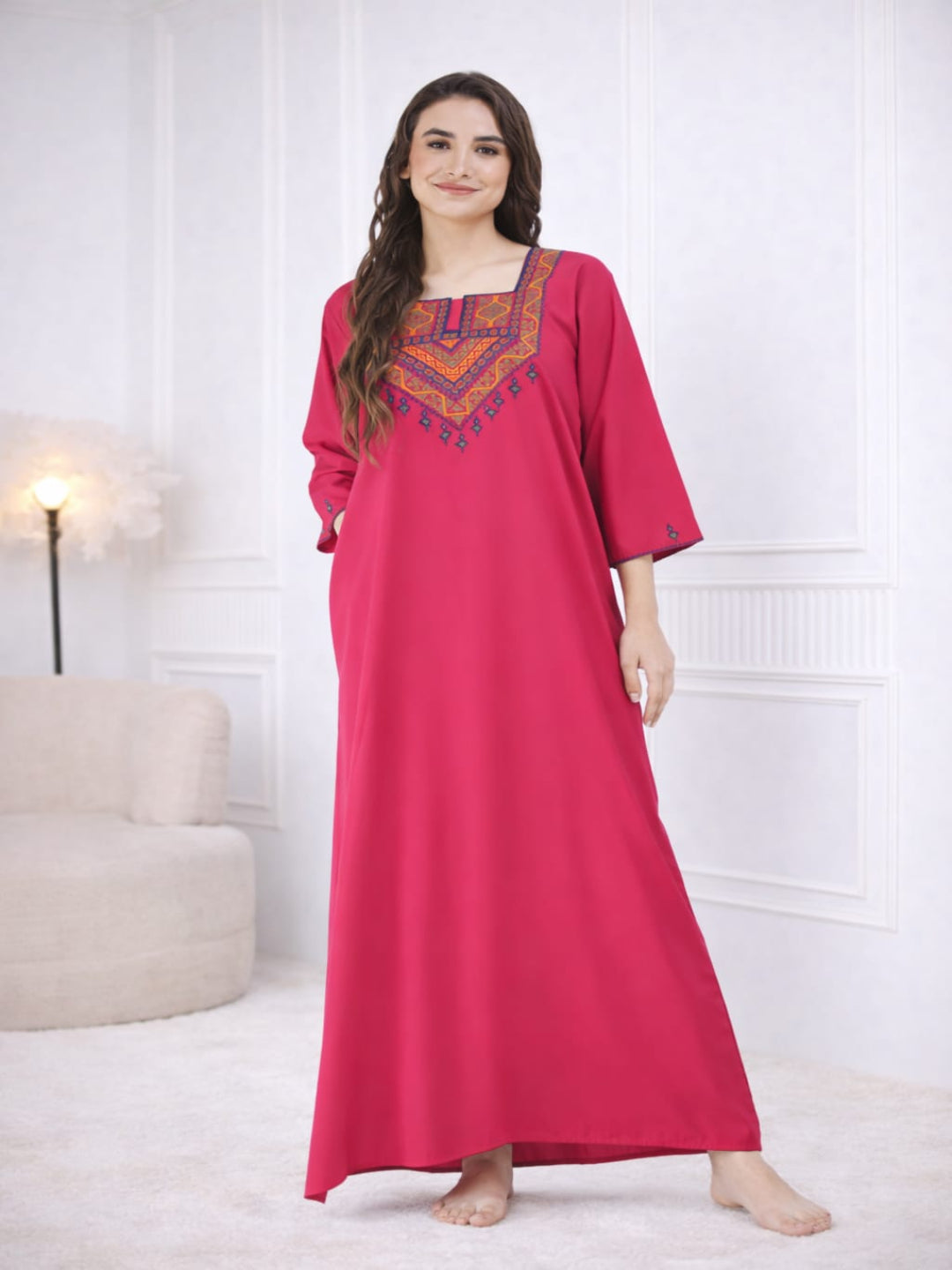 Resham Embroidery Full Sleeve Night Gown Main image