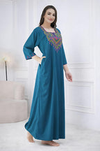 Resham Embroidery Full Sleeve Night Gown