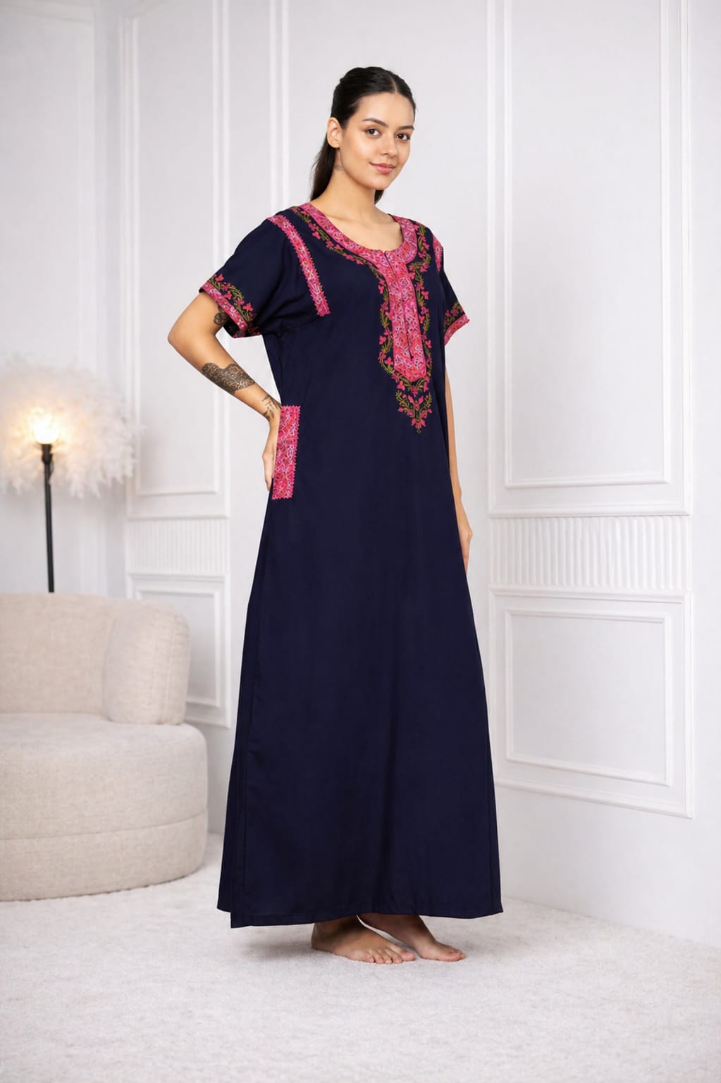 KOI SLEEPWEAR BHOPALI EMBROIDERED GOWN Secondary image