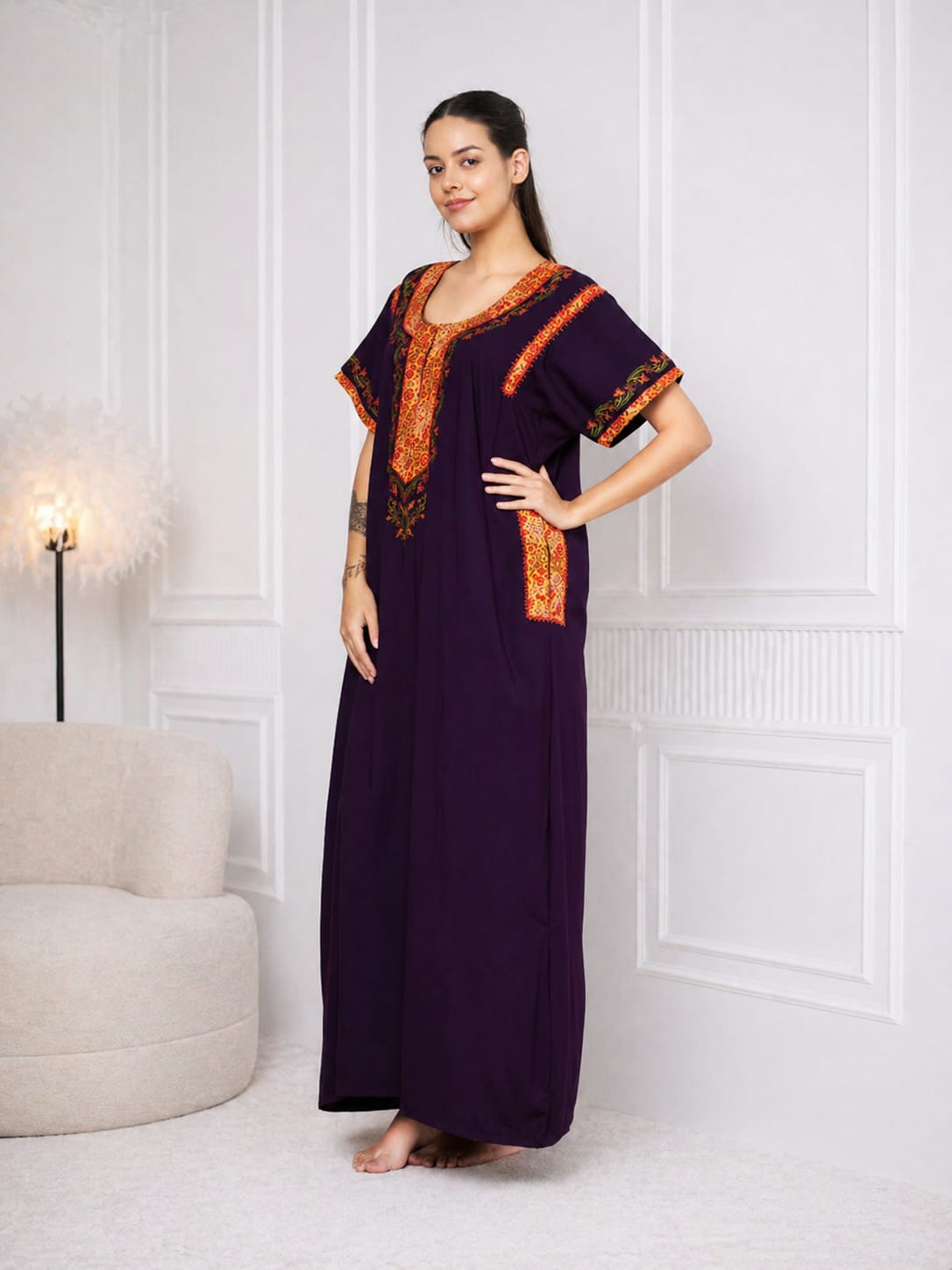 KOI SLEEPWEAR BHOPALI EMBROIDERED GOWN