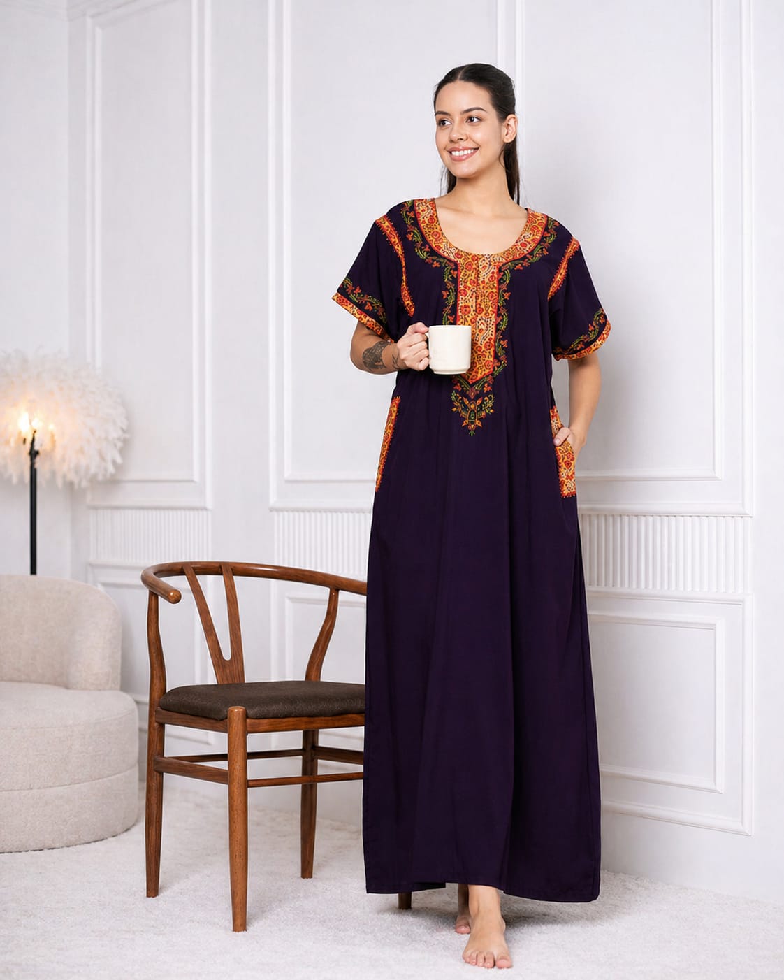 KOI SLEEPWEAR BHOPALI EMBROIDERED GOWN