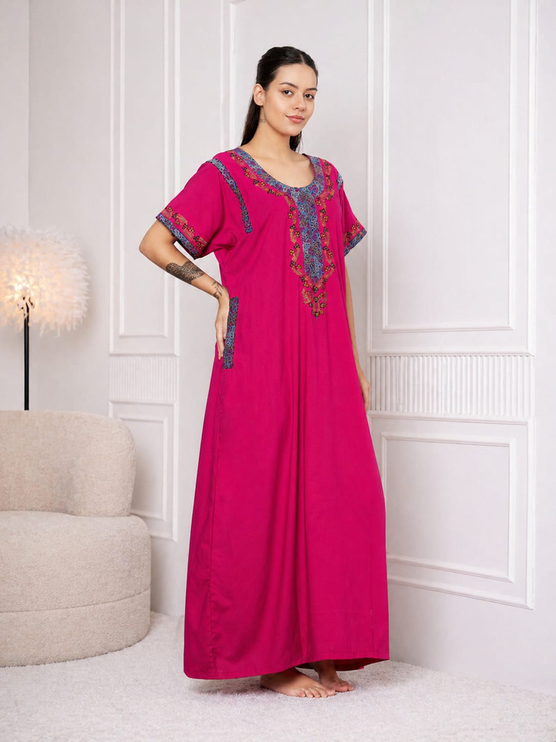 KOI SLEEPWEAR BHOPALI EMBROIDERED GOWN