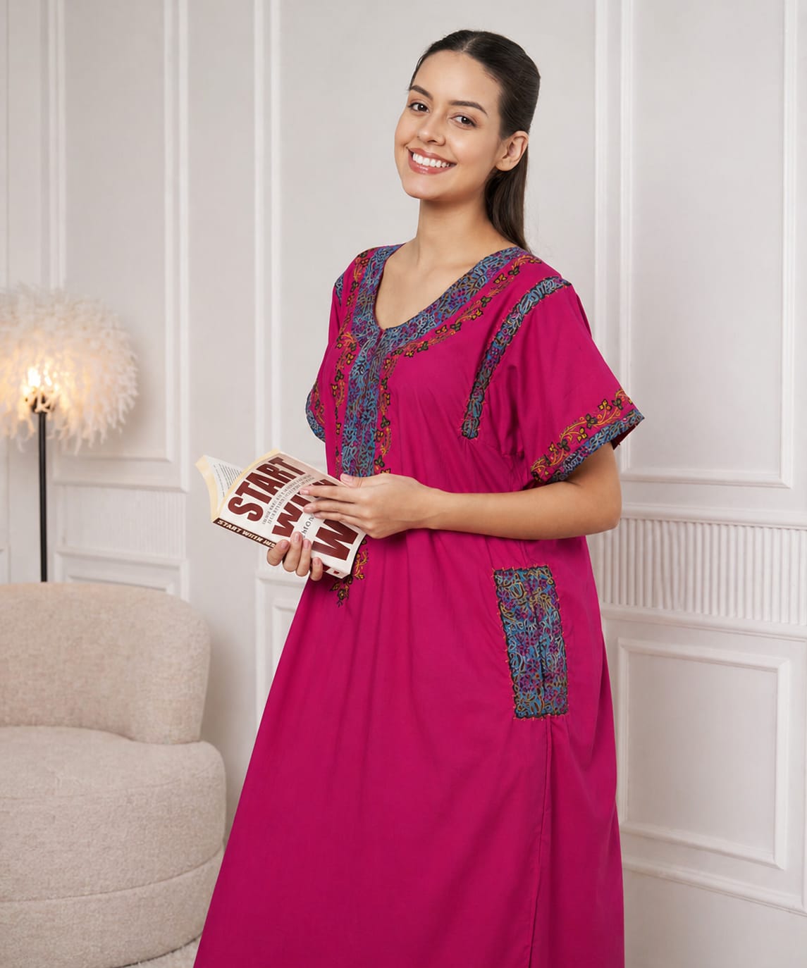 KOI SLEEPWEAR BHOPALI EMBROIDERED GOWN