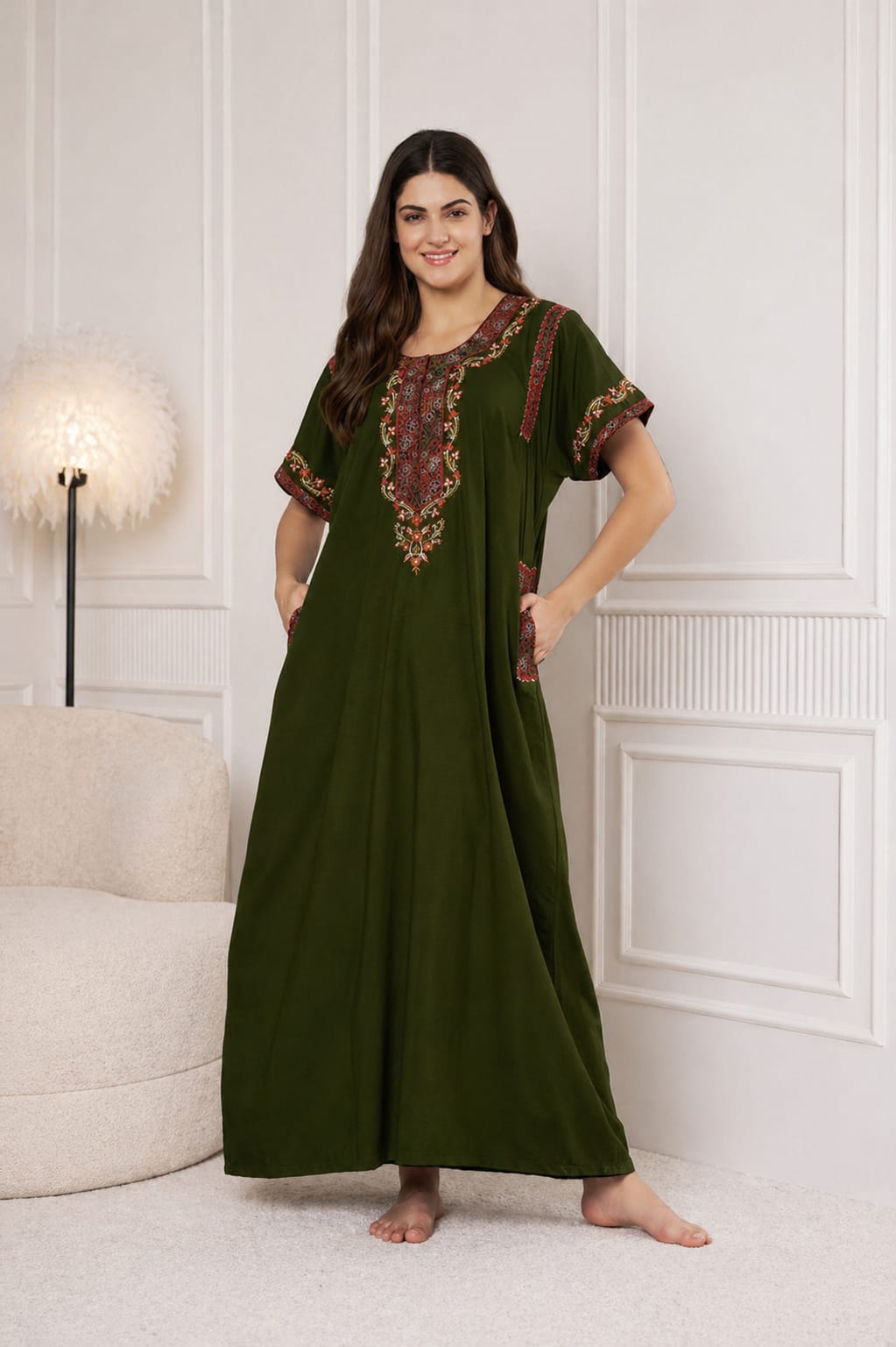 KOI SLEEPWEAR BHOPALI EMBROIDERED GOWN