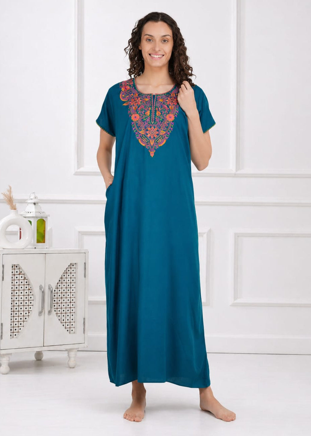 Colourful Embroidery Nightgown Main image