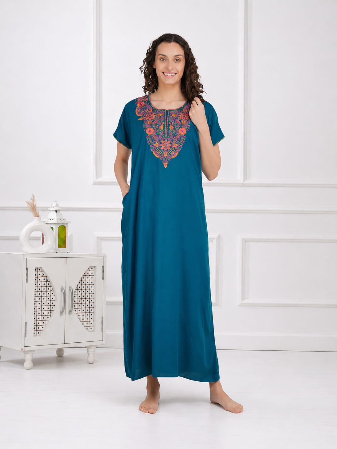 Colourful Embroidery Nightgown Main image