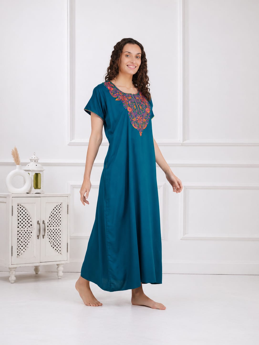 Colourful Embroidery Nightgown