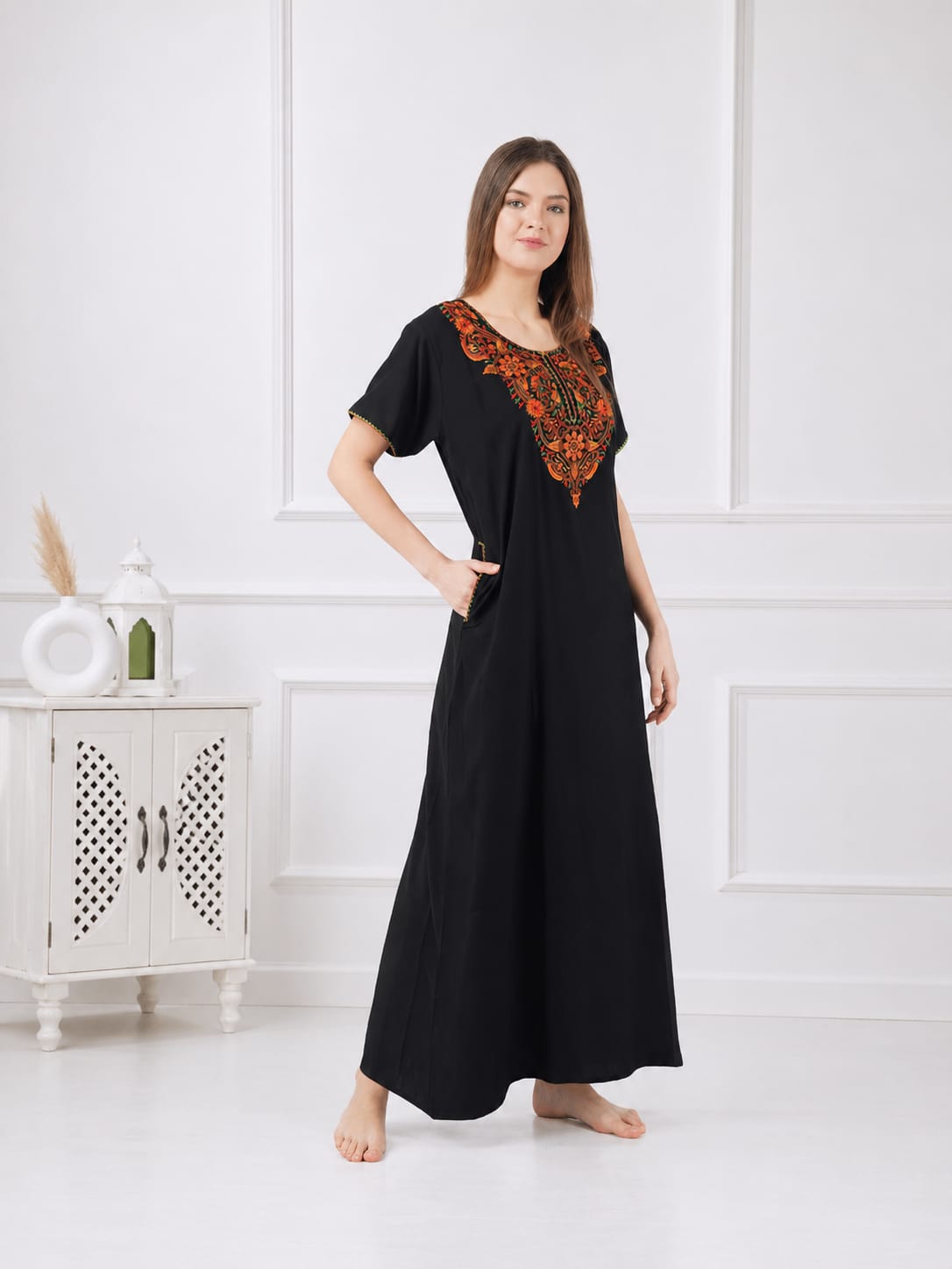 Colourful Embroidery Nightgown