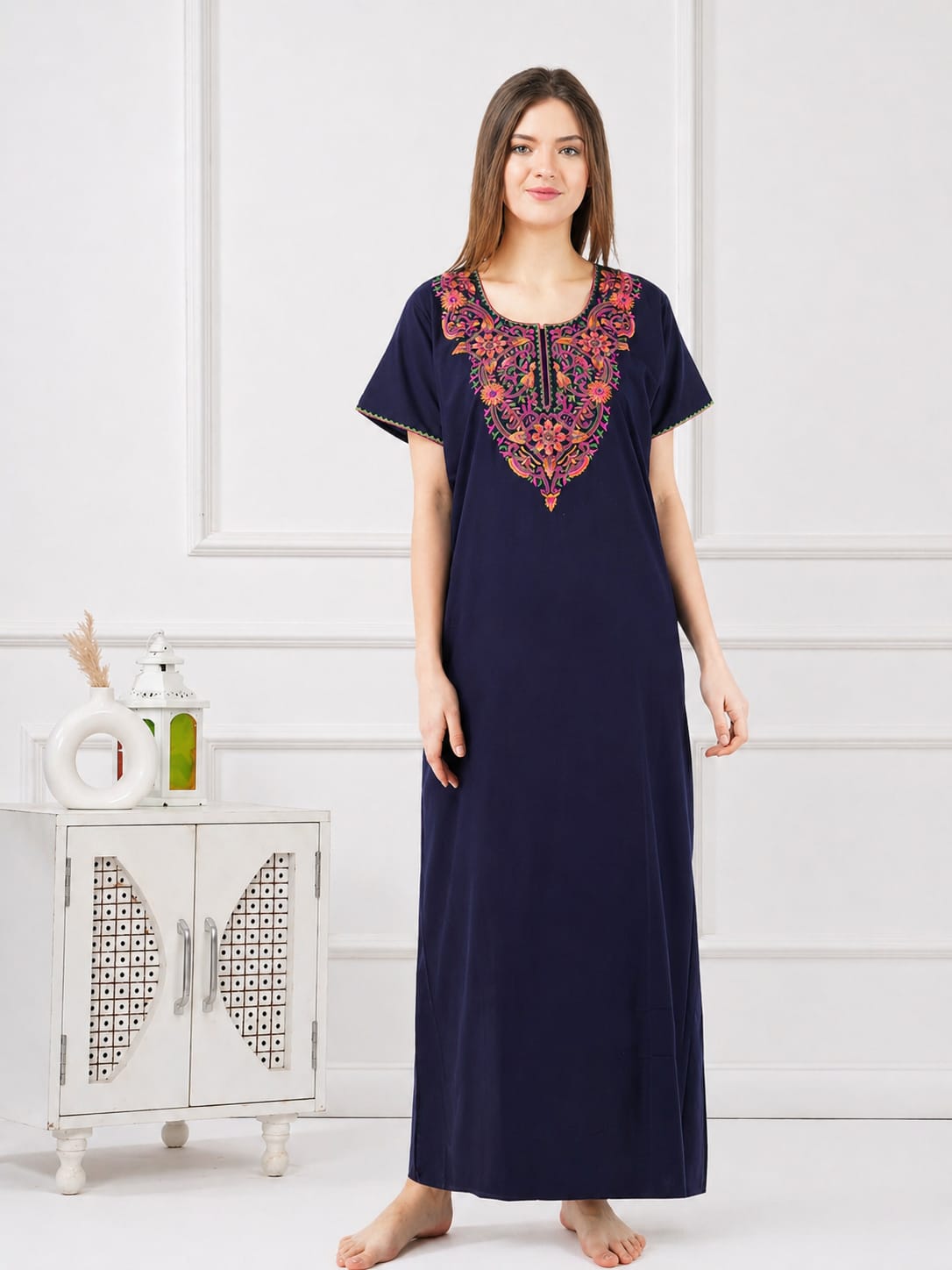 Colourful Embroidery Nightgown